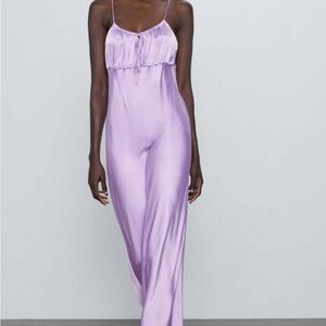 ZARA LILAC SATIN EFFECT MIDI